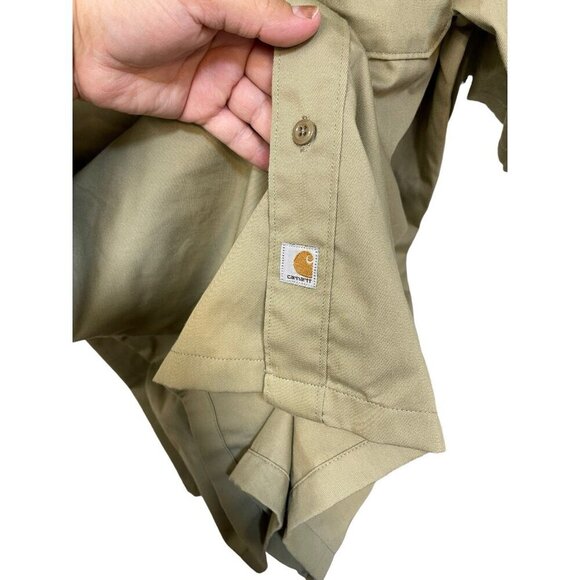Carhartt Heavy Duty Tan Short Sleeve Button Down Chore Shirt Men’s 2XL Tall - Picture 3 of 6